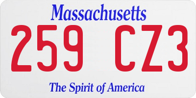 MA license plate 259CZ3