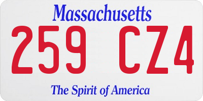 MA license plate 259CZ4