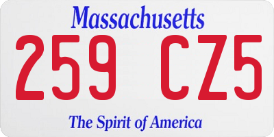 MA license plate 259CZ5