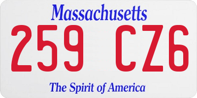 MA license plate 259CZ6