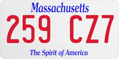 MA license plate 259CZ7