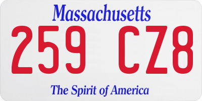 MA license plate 259CZ8