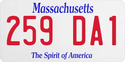 MA license plate 259DA1