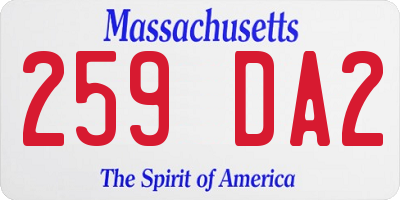 MA license plate 259DA2