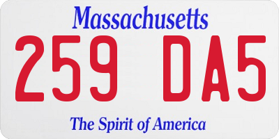 MA license plate 259DA5