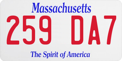 MA license plate 259DA7