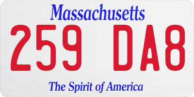 MA license plate 259DA8