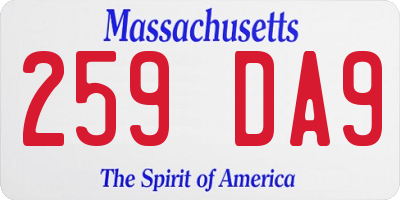 MA license plate 259DA9