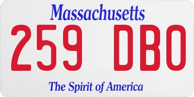 MA license plate 259DB0