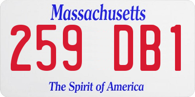 MA license plate 259DB1