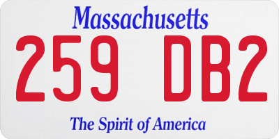 MA license plate 259DB2