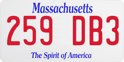 MA license plate 259DB3
