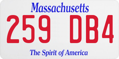 MA license plate 259DB4
