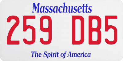 MA license plate 259DB5