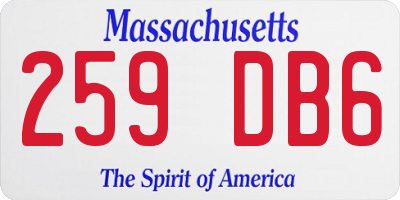 MA license plate 259DB6