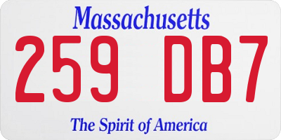 MA license plate 259DB7