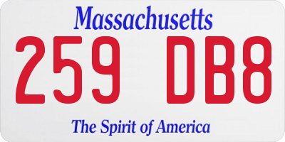 MA license plate 259DB8