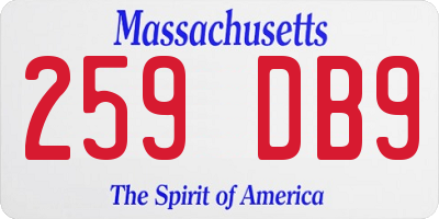 MA license plate 259DB9