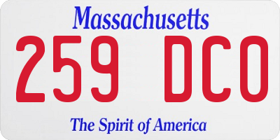 MA license plate 259DC0