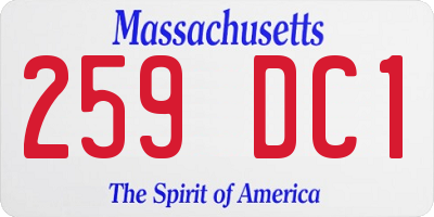 MA license plate 259DC1