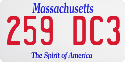 MA license plate 259DC3