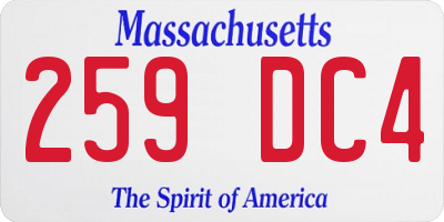 MA license plate 259DC4