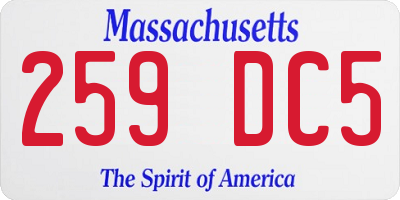 MA license plate 259DC5