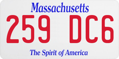MA license plate 259DC6