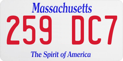 MA license plate 259DC7