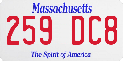 MA license plate 259DC8
