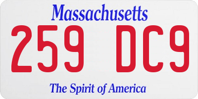 MA license plate 259DC9