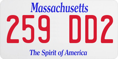 MA license plate 259DD2