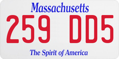 MA license plate 259DD5
