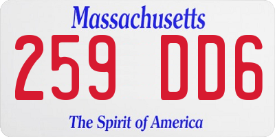 MA license plate 259DD6