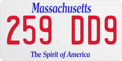 MA license plate 259DD9
