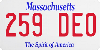 MA license plate 259DE0