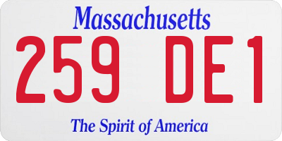 MA license plate 259DE1