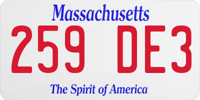 MA license plate 259DE3