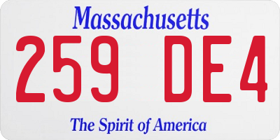 MA license plate 259DE4