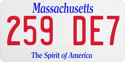 MA license plate 259DE7