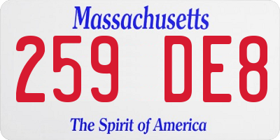 MA license plate 259DE8