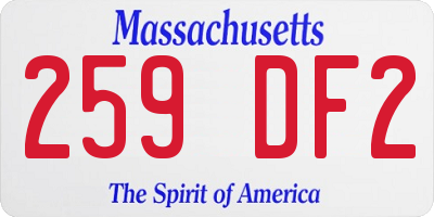 MA license plate 259DF2