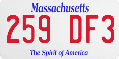 MA license plate 259DF3