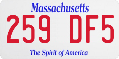MA license plate 259DF5