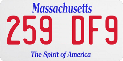 MA license plate 259DF9