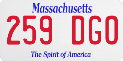 MA license plate 259DG0