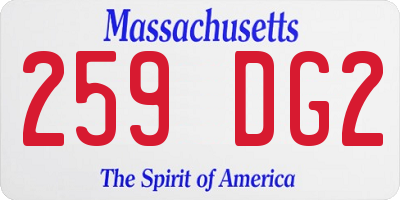 MA license plate 259DG2