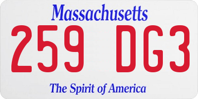 MA license plate 259DG3