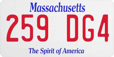 MA license plate 259DG4