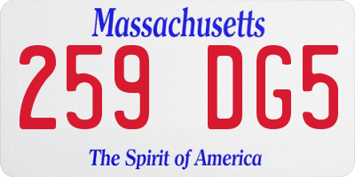 MA license plate 259DG5